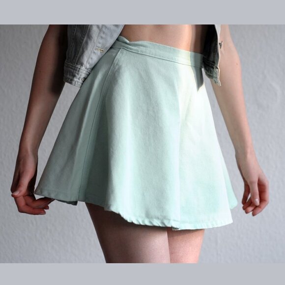 AMERICAN Apparel Denim Circle Skirt in Colour Pistachio Size Extra Small - Picture 1 of 12